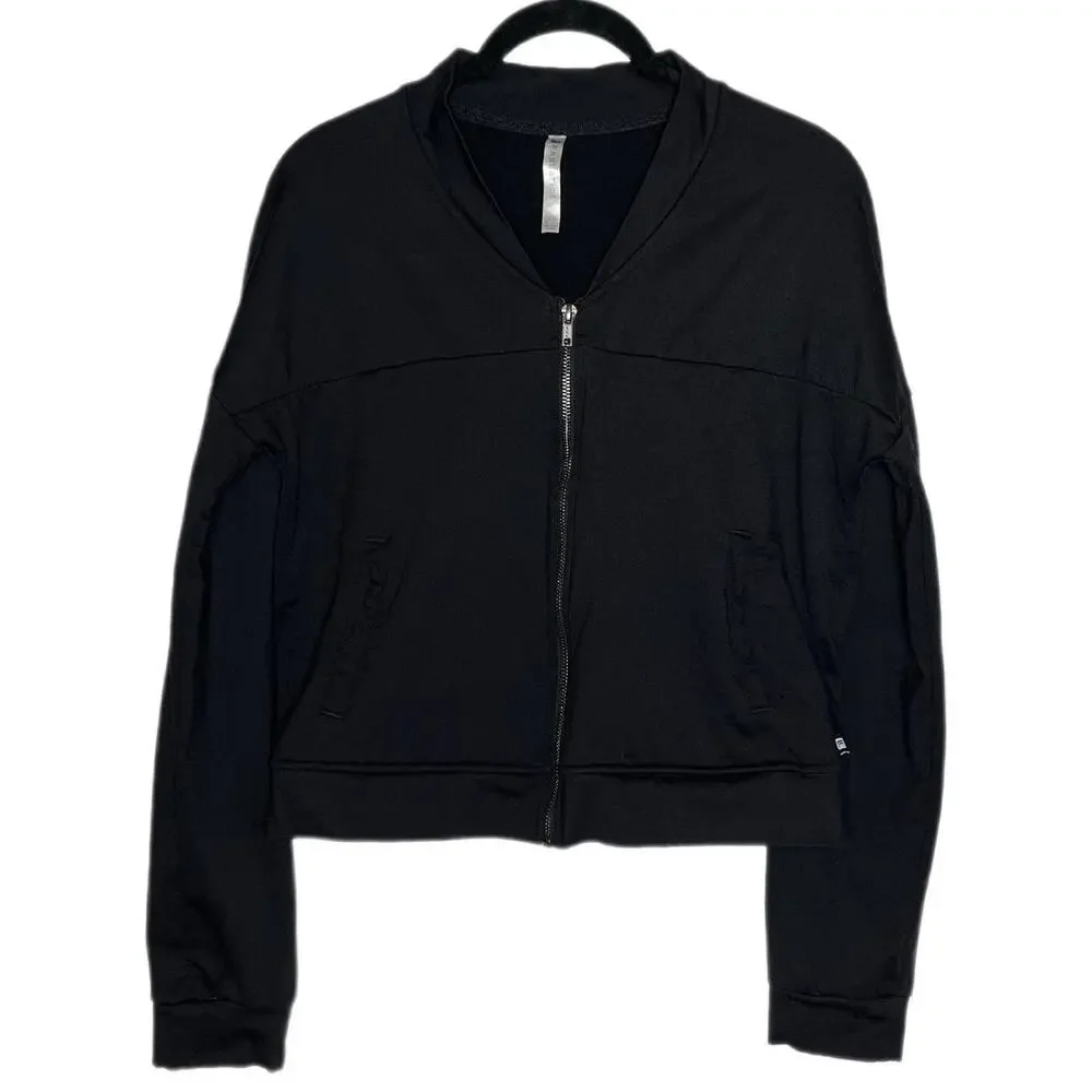 Fabletics Cropped Zip Up Attis Bomber Jacket Women's Size XS black